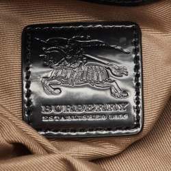 مملوكة مسبقًا Burberry Beige/Black Nova Check PVC and Patent Leather Warrior Hobo