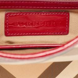 Pre Owned حقيبة هوبو بربري بروك جلد ببراءات عاجي/بورغندي كارو نوفا PVC