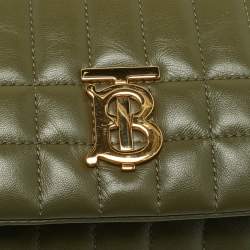 مملوكة مسبقًا Burberry Lola Small Olive Green Quilted Leather Crossbody Bag