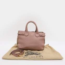 مملوكة مسبقًا Burberry Banner Small Pink/Beige Leather and House Check Canvas Tote