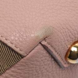 مملوكة مسبقًا Burberry Banner Small Pink/Beige Leather and House Check Canvas Tote