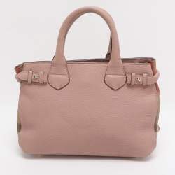 مملوكة مسبقًا Burberry Banner Small Pink/Beige Leather and House Check Canvas Tote