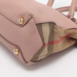 مملوكة مسبقًا Burberry Banner Small Pink/Beige Leather and House Check Canvas Tote