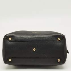 مملوكة مسبقًا حقيبة بربري كامبريلي جلد أسود وقماش هاوس تشيك بمقبض علوي