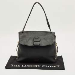 مملوكة مسبقًا حقيبة بربري كامبريلي جلد أسود وقماش هاوس تشيك بمقبض علوي