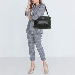 مملوكة مسبقًا حقيبة بربري كامبريلي جلد أسود وقماش هاوس تشيك بمقبض علوي