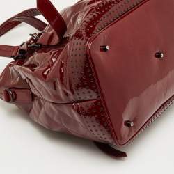 Pre Owned حقيبة يد بربري لوري جلد براءة اختراع أحمر
