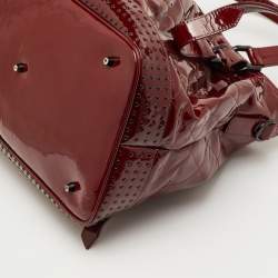 Pre Owned حقيبة يد بربري لوري جلد براءة اختراع أحمر