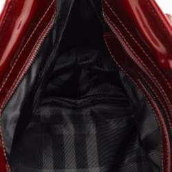 Pre Owned حقيبة يد بربري لوري جلد براءة اختراع أحمر