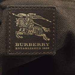 مملوكة مسبقًا Burberry Dark Brown/Beige Haymarket Coated Canvas and Leather Hobo