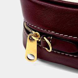 Pre Owned حقيبة كروس بودي بريري قماش بيج بورغندي هورسفيري