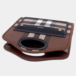 مملوكة مسبقًا Burberry Brown Leather and PVC Pocket Bag Mini