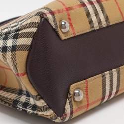 مملوكة مسبقًا Burberry Banner Small Beige Vintage Check Canvas Tote