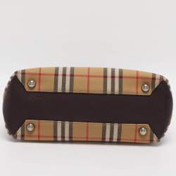 مملوكة مسبق�ًا Burberry Banner Small Beige Vintage Check Canvas Tote