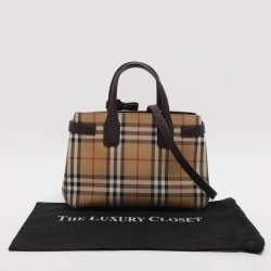 مملوكة مسبقًا Burberry Banner Small Beige Vintage Check Canvas Tote