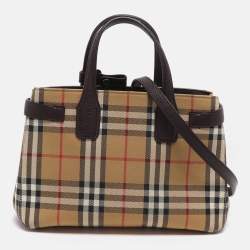 مملوكة مسبقًا Burberry Banner Small Beige Vintage Check Canvas Tote
