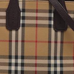 مملوكة مسبقًا Burberry Banner Small Beige Vintage Check Canvas Tote