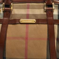 مملوكة مسبقًا حقيبة بولر بربري أورشارد قماش مربعات المنزل بني وجلد