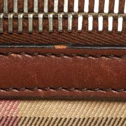 مملوكة مسبقًا حقيبة بولر بربري أورشارد قماش مربعات المنزل بني وجلد