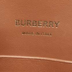 Pre Owned Burberry TB Brown/Beige Canvas and Leather Shoulder Bag