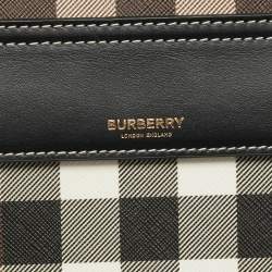 Pre Owned Burberry Pocket Mini Black/Brown Knitted Check Coated Canvas and Leather Bag