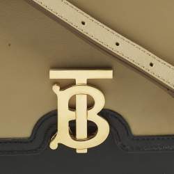 Pre Owned Burberry TB Small Beige/Black Leather Shoulder Bag