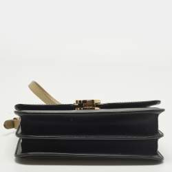 Pre Owned Burberry TB Small Beige/Black Leather Shoulder Bag