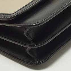 Pre Owned Burberry TB Small Beige/Black Leather Shoulder Bag