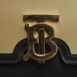 Pre Owned Burberry TB Small Beige/Black Leather Shoulder Bag