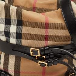 مملوكة مسبقًا Burberry Bridle Gosford Beige/Black House Check Canvas and Leather Hobo