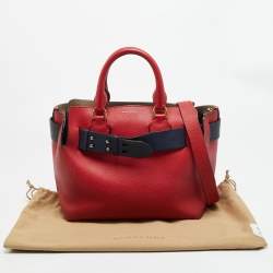 مملوكة مسبقًا حقيبة يد بربري ماريس �جلد أحمر/ أزرق بحري صغيرة