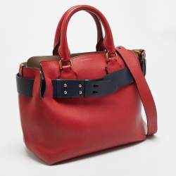 مملوكة مسبقًا حقيبة يد بربري ماريس جلد أحمر/ أزرق بحري صغيرة