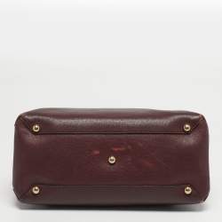 مملوكة مسبقًا حقيبة يد توتس بربري بانر جلد بورجوندي/بيج وكانفاس كاروهاوس متوسطة