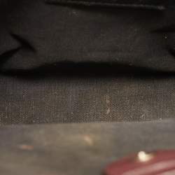 مملوكة مسبقًا حقيبة يد توتس بربري بانر جلد بورجوندي/بيج وكانفاس كاروهاوس متوسطة