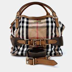 Pre Owned Burberry Brown/Multicolor Canvas and Leather Shoulder Bag