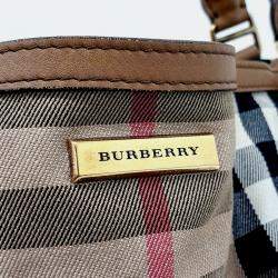 Pre Owned حقيبة كتف بربري قماش وجلد بني ومتعدد الألوان