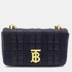 Pre Owned Burberry Black Leather TB Mini Chain Shoulder Bag