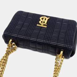 Pre Owned Burberry Black Leather TB Mini Chain Shoulder Bag