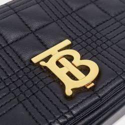 Pre Owned Burberry Black Leather TB Mini Chain Shoulder Bag