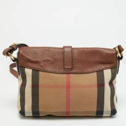 مملوكة مسبقًا Burberry Horseshoe Milton Beige/Brown House Check Canvas and Leather Crossbody Bag