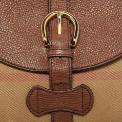 مملوكة مسبقًا Burberry Horseshoe Milton Beige/Brown House Check Canvas and Leather Crossbody Bag