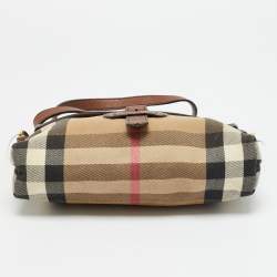 مملوكة مسبقًا Burberry Horseshoe Milton Beige/Brown House Check Canvas and Leather Crossbody Bag
