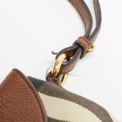 مملوكة مسبقًا Burberry Horseshoe Milton Beige/Brown House Check Canvas and Leather Crossbody Bag