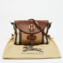 مملوكة مسبقًا Burberry Horseshoe Milton Beige/Brown House Check Canvas and Leather Crossbody Bag