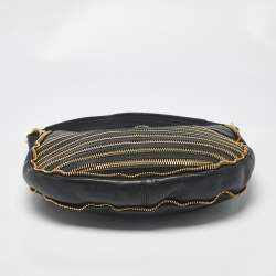 Pre Owned Burberry Zipped Detail Malika Black Leather Hobo