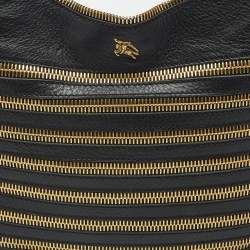 Pre Owned Burberry Zipped Detail Malika Black Leather Hobo