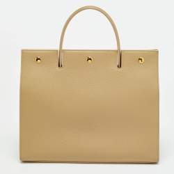 مملوكة مسبقًا Burberry Title Beige Leather Tote