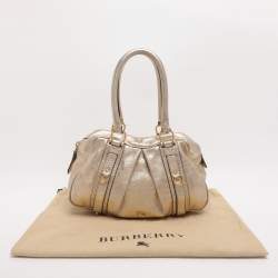 مملوكة مسبقًا Burberry Ashbury Knight Gold Leather Satchel