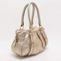 مملوكة مسبقًا Burberry Ashbury Knight Gold Leather Satchel