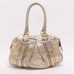 مملوكة مسبقًا Burberry Ashbury Knight Gold Leather Satchel